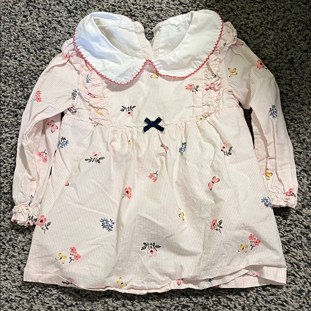 Floral Long-Sleeve Tunic with Peter Pan Collar